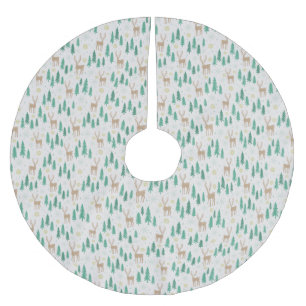 Jupon De Sapin En Polyester Brossé Reindeer de Noël dans la forêt À feuillage persist