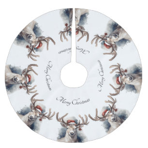 Jupon De Sapin En Polyester Brossé Reindeer de Noël, personnalisable