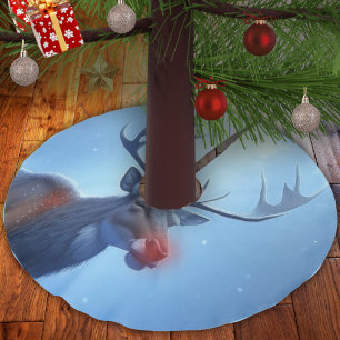 Jupon De Sapin En Polyester Brossé Renne adorable Vacances de la Fête de l'Hiver Merv