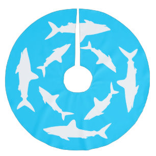 Jupon De Sapin En Polyester Brossé Requins blancs en cercle