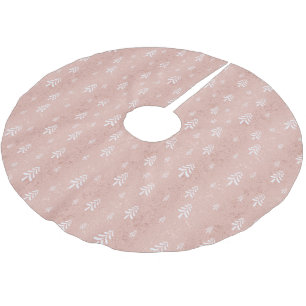 Jupon De Sapin En Polyester Brossé Rose de noël de l'or motif moderne