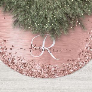 Jupon De Sapin En Polyester Brossé Rose Gold brossé Parties scintillant métallique No