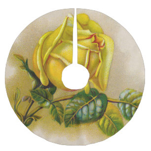 Jupon De Sapin En Polyester Brossé Rose jaune Antique Vintage Imprimer Art