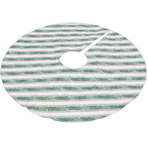 Jupon De Sapin En Polyester Brossé Rose Pâle Vert Paillettes Rayures Noël