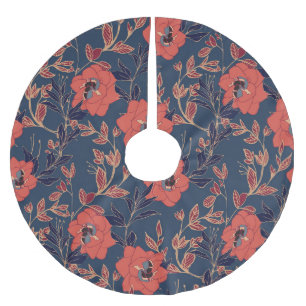 Jupon De Sapin En Polyester Brossé Roses rouges Peonies Arrière - plan foncé
