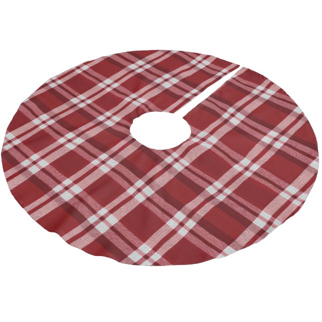 Jupon De Sapin En Polyester Brossé Rouge blanc (Angle)