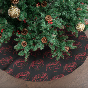 Jupon De Sapin En Polyester Brossé Rouge Tribal Dragon Noir