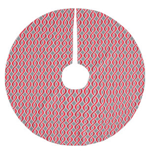 Jupon De Sapin En Polyester Brossé Rubans modernes du milieu du siècle, rouge et gris