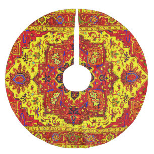 Jupon De Sapin En Polyester Brossé RUG PERSIAN CLASSIQUE - Rouge & Jaune