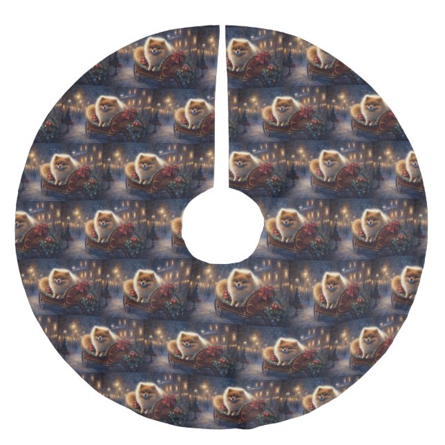 Jupon De Sapin En Polyester Brossé Saison de Noël Poméranienne brossé (Devant)