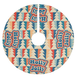 Jupon De Sapin En Polyester Brossé Sapin de Noël Orange Rétro Groovy