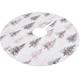 Jupon De Sapin En Polyester Brossé Sapins de Noël roses