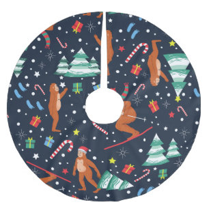 Jupon De Sapin En Polyester Brossé sasquatch de noël bigfoot père Noël yeti