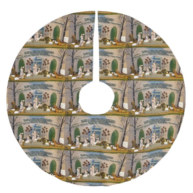 Jupon De Sapin En Polyester Brossé Scène de la Nativité (Devant)