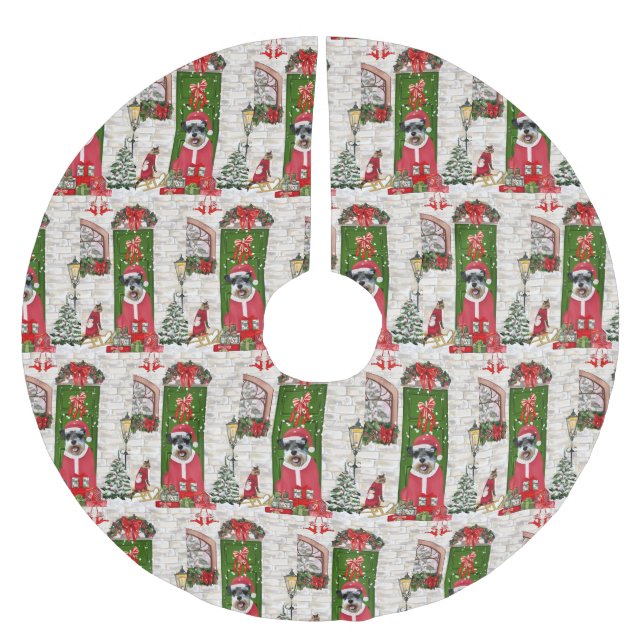 Jupon De Sapin En Polyester Brossé Schnauzer Chien Noël (Devant)