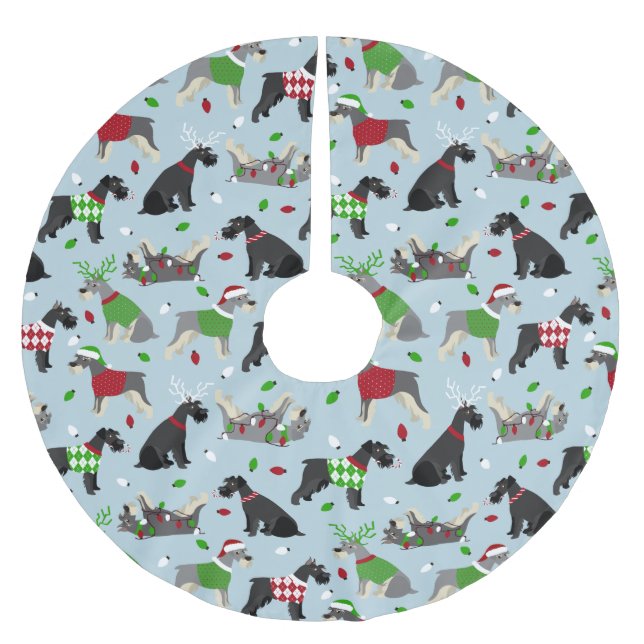 Jupon De Sapin En Polyester Brossé Schnauzer de Noël (Devant)