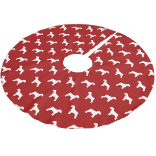 Jupon De Sapin En Polyester Brossé Schnauzer Silhouettes Motif Rouge