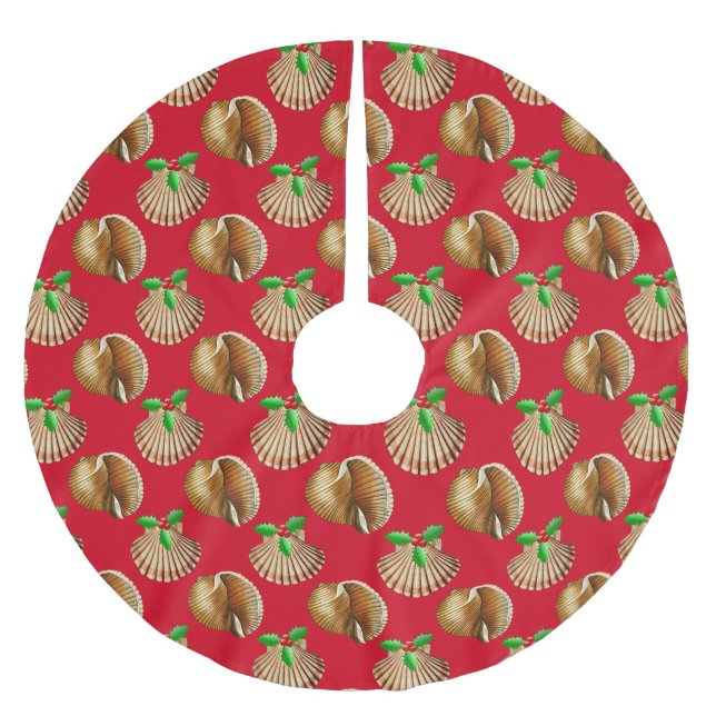 Jupon De Sapin En Polyester Brossé Sea Shells Beach Noël (Devant)