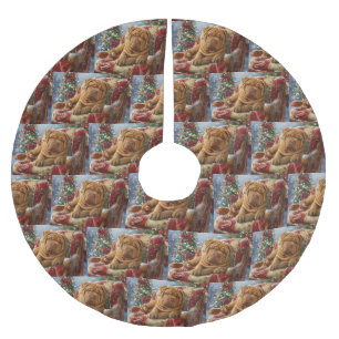Jupon De Sapin En Polyester Brossé Shar Pei Chien Fête de Noël