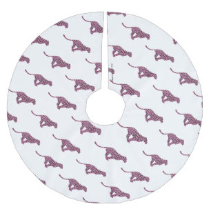 Jupon De Sapin En Polyester Brossé Silhouette rose et léopard noir