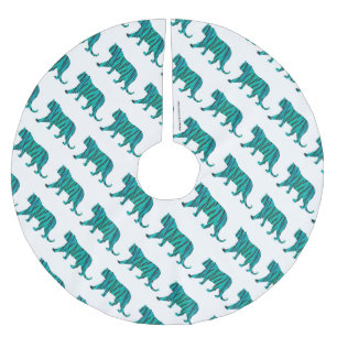 Jupon De Sapin En Polyester Brossé Silhouettes noires et Turquoises