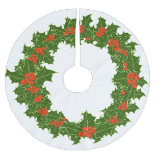 Jupon De Sapin En Polyester Brossé Ski en Polyester Brossé à la couronne Holly de Noë