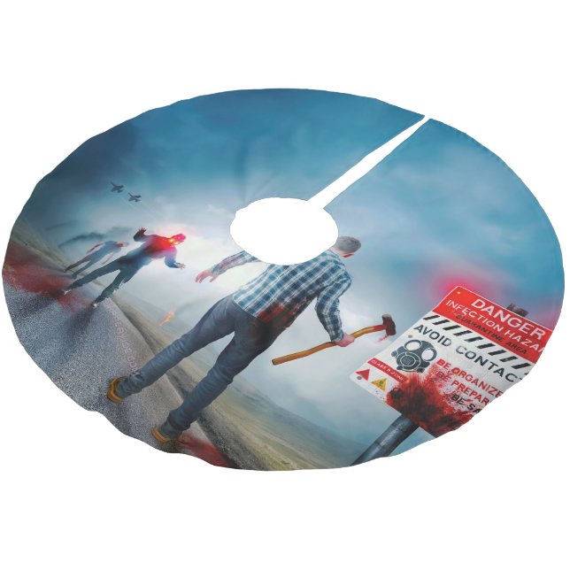 Jupon De Sapin En Polyester Brossé SlipperyJoe's heureux Halloween yeux brillants zom (Angle)