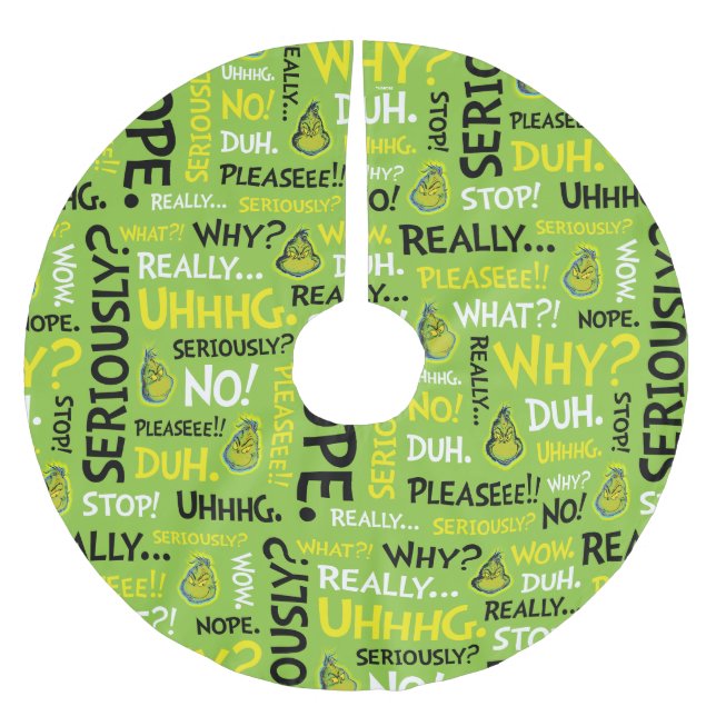 Jupon De Sapin En Polyester Brossé Snarky Grinch | Modèle de phrase Grinch Snarky (Devant)