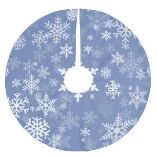Jupon De Sapin En Polyester Brossé Snowflakes Personnaliser graphique Arrière - plan 