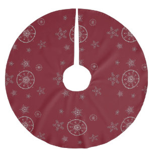 Jupon De Sapin En Polyester Brossé Snowflakes Sparkings Parties scintillant Red Chris