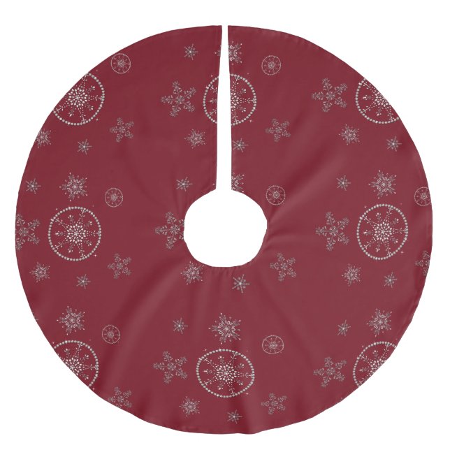 Jupon De Sapin En Polyester Brossé Snowflakes Sparkings Parties scintillant Red Chris (Devant)