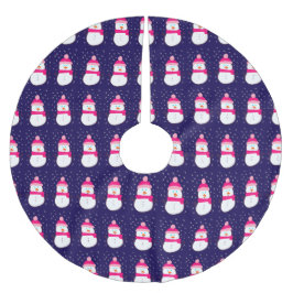 Jupon De Sapin En Polyester Brossé Snowman rose à la neige