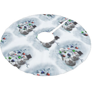 Jupon De Sapin En Polyester Brossé Soccer Ball Snowman Noël