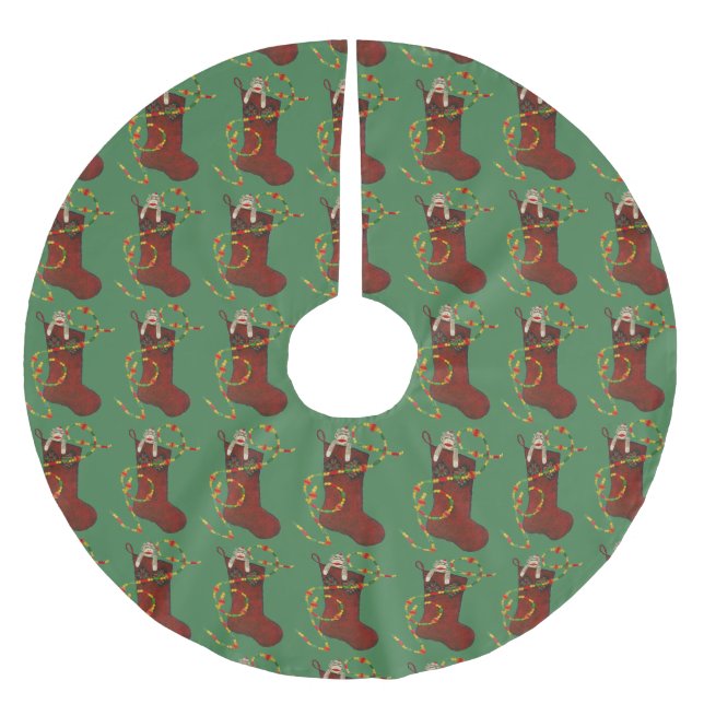 Jupon De Sapin En Polyester Brossé Sock Singe Christmas Tree Jupe (Devant)