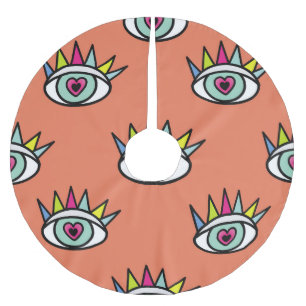 Jupon De Sapin En Polyester Brossé Sport yeux motif, psychédélique vintage.