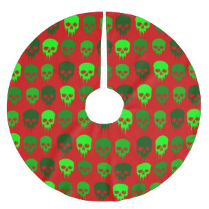Jupon De Sapin En Polyester Brossé squelette gothique du crâne de noël