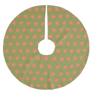 Jupon De Sapin En Polyester Brossé Star Motif Couleurs tendance Corail vert