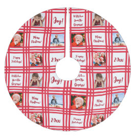 Jupon De Sapin En Polyester Brossé Sucre de canne rouge personnalisé Famille Plaid Ph