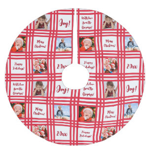 Jupon De Sapin En Polyester Brossé Sucre de canne rouge personnalisé Famille Plaid Ph