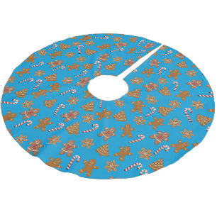 Jupon De Sapin En Polyester Brossé Sucres de canne de Noël et biscuits en pain d'épic