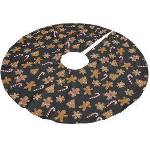 Jupon De Sapin En Polyester Brossé Sucres de canne de Noël et biscuits en pain d'épic