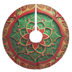 Jupon De Sapin En Polyester Brossé Tapis de arbre décoratif rouge or vert