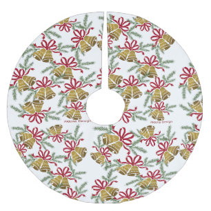 Jupon De Sapin En Polyester Brossé Tapis de Noël à motif cloches