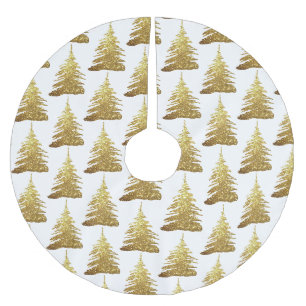 Jupon De Sapin En Polyester Brossé Tapis de Noël en Paillettes d'Or Élégant avec Moti