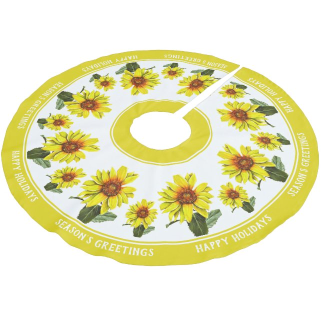 Jupon De Sapin En Polyester Brossé Tapis de pied d'arbre Tournesol (Angle)