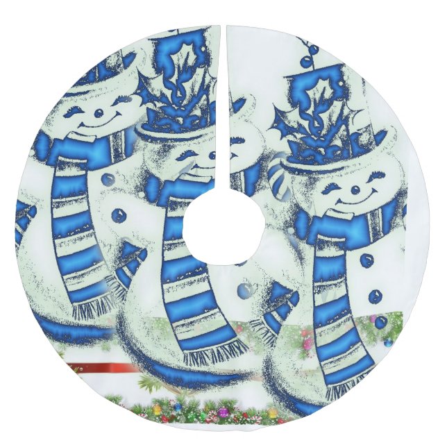 Jupon De Sapin En Polyester Brossé Tapis de sapin de Noël (Devant)