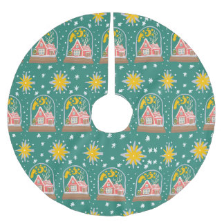 Jupon De Sapin En Polyester Brossé Tapis de sapin de Noël Cottage scandinave Boule à