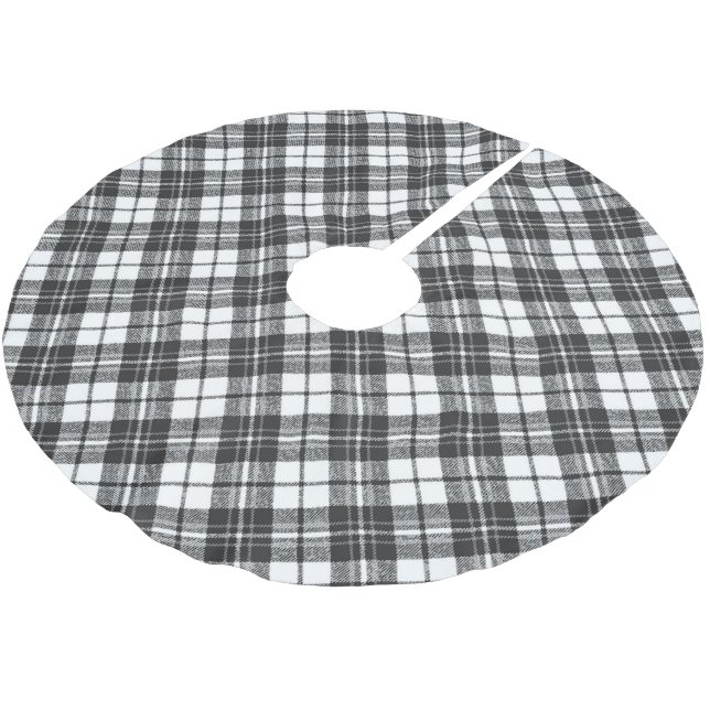 Jupon De Sapin En Polyester Brossé Tartan motif vacances Noël noir blanc (Angle)