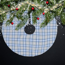 Jupon De Sapin En Polyester Brossé Taupe Tartan bleu moderne