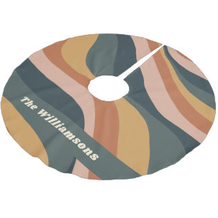 Jupon De Sapin En Polyester Brossé Terme Boho Wavy Lines Terracotta Personnalisé